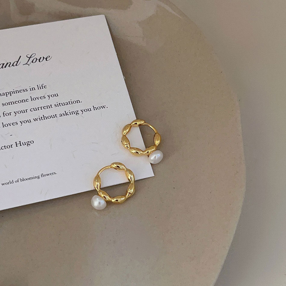 F廠-韓國韓版925純銀珍珠橄欖耳釘耳環簡約氣質百搭ins風耳釘「C1242」25.10-2