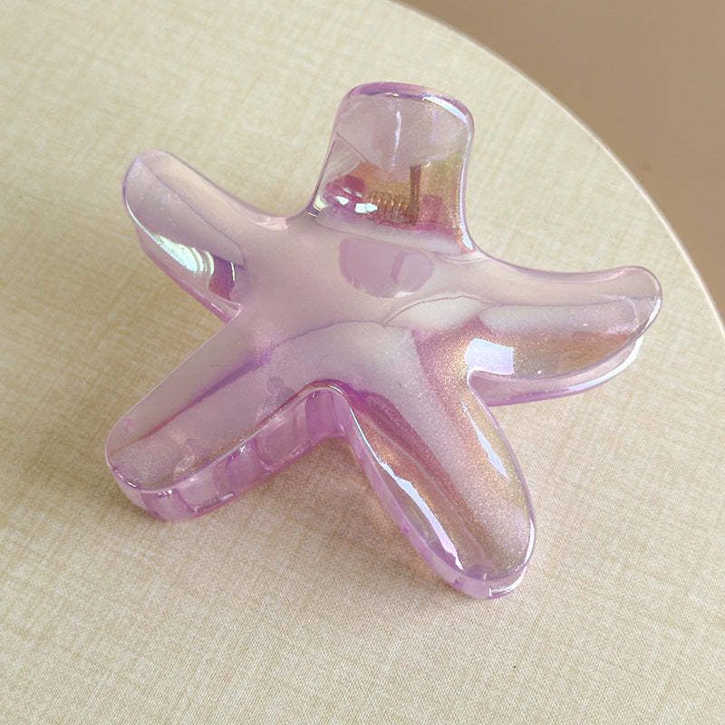 E廠-韓版個性甜美百搭大號彩色海星雞蛋花抓夾度假風簡約花朵鯊魚夾女「27045」25.06-1