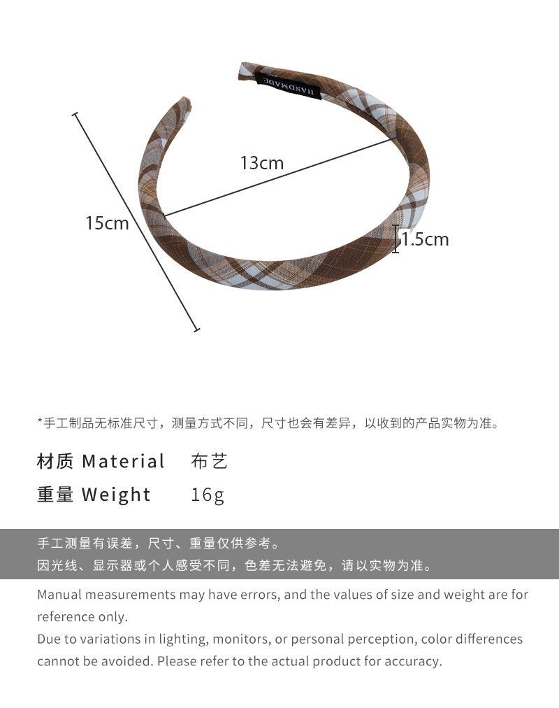 E廠-早春顯白藍咖藍綠格子細髮箍2025新款日系復古小眾高級感頭箍頭飾「26560」25.02-3