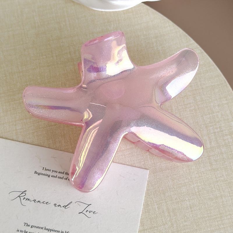 E廠-韓版個性甜美百搭大號彩色海星雞蛋花抓夾度假風簡約花朵鯊魚夾女「27045」25.06-1