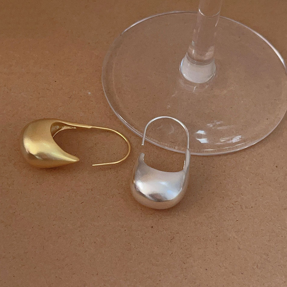 F廠-韓國韓版925純銀磨砂圓弧重工耳環女簡約時尚ins風耳飾「C1233」25.08-4