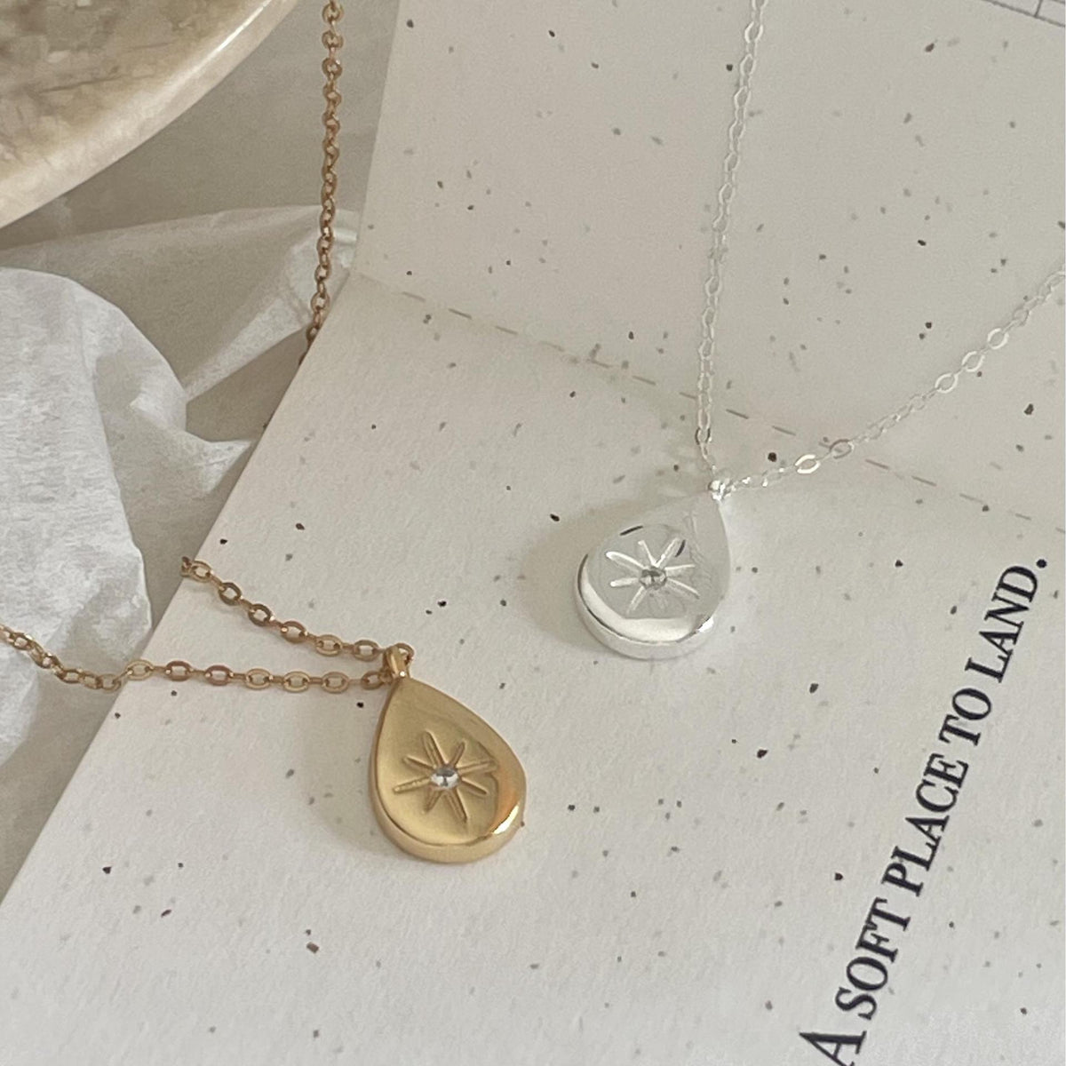 F廠-韓國韓版925純銀八芒星水滴項鍊簡約氣質ins網紅小紅書項「B1348」25.03-3