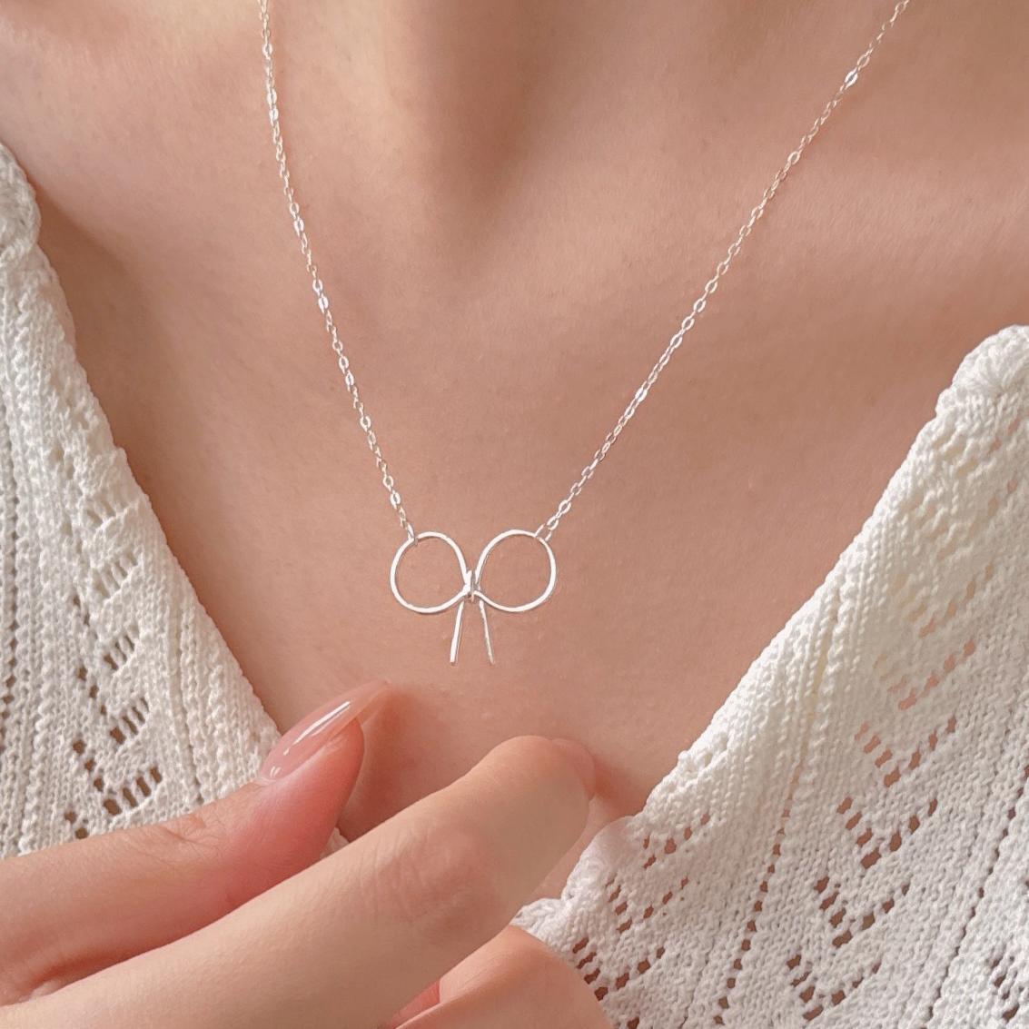 F廠-韓國韓版925純銀蝴蝶結項鍊簡約氣質ins百搭小紅書項鍊「B1316」25.06-4
