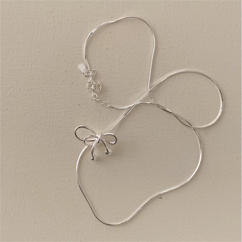 F廠-韓國韓版925純銀蝴蝶結項鍊簡約網紅小紅書氣質甜美項鍊「B1178」25.05-5