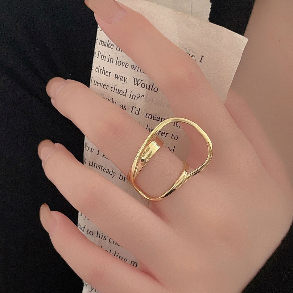 F廠-跨境歐美韓國雙層925純銀橢圓戒指簡約輕奢朋克指環戒指批發代發「J1433」25.09-1