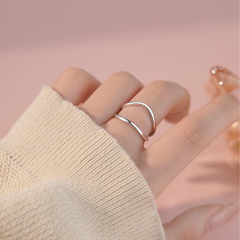 D廠-S925純銀韓版幾何鏤空戒指女簡約甜酷風清新百搭通勤手飾「YC3039R_2」25.03-4