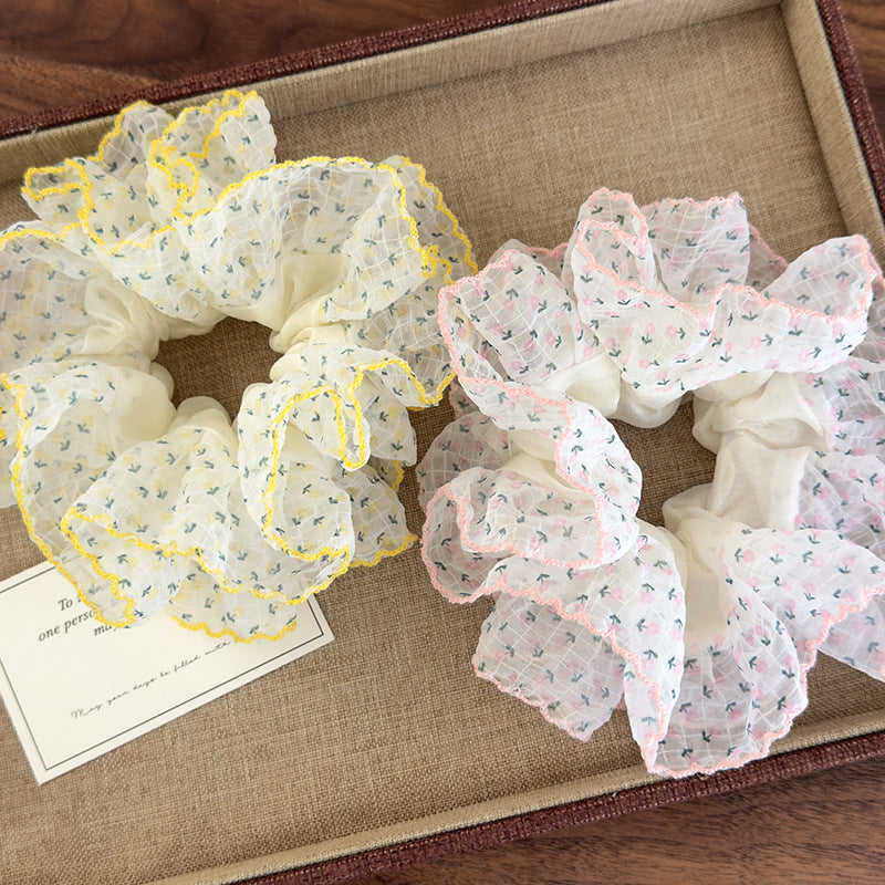 E廠-彩虹泡泡 繡球碎花髮圈高級感法式溫柔大腸圈頭繩髮飾低馬尾髮飾「26937」25.05-3