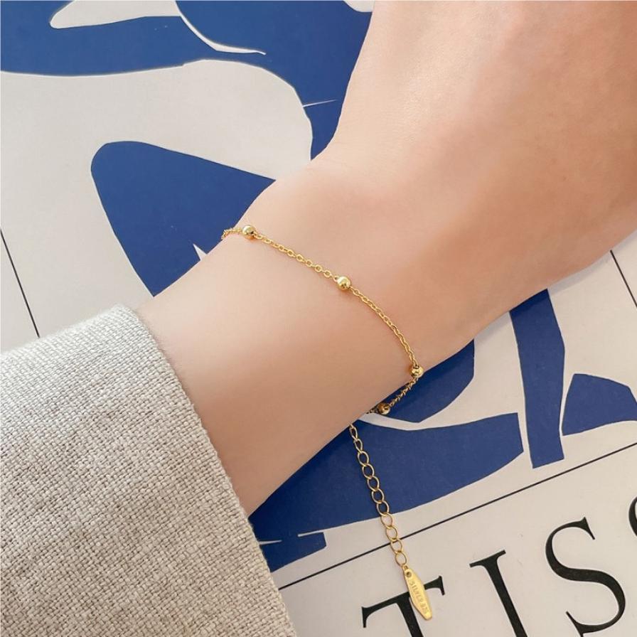 F廠-韓國韓版 明星同款百搭S925純銀十字間珠圓珠手鍊手飾「A170-171」25.05-1