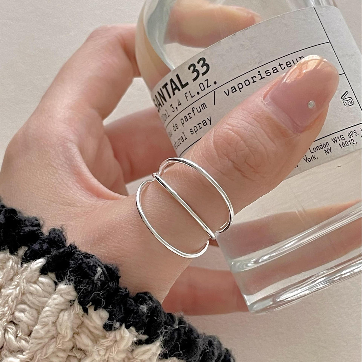 F廠-韓國韓版925純銀三線戒指簡約氣質百搭ins風開口戒指「J2113」25.04-4