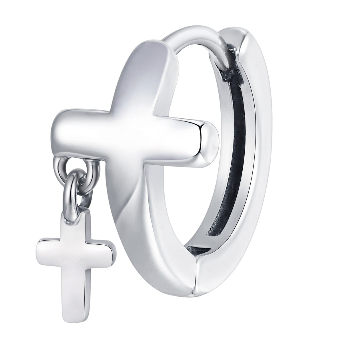 G廠-歐美時尚男士潮流個性耳環不鏽鋼十字架耳圈有耳洞款單只「EH-788」25.07-3