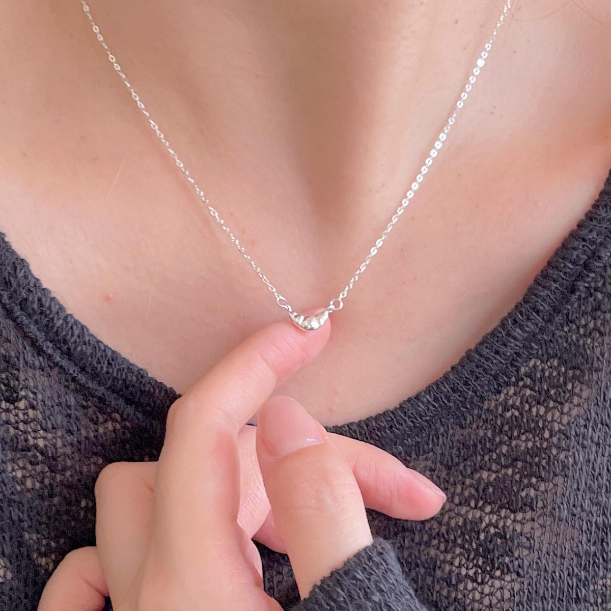 F廠-韓國韓版925純銀牛角包項鍊簡約冷淡風INS小紅書項鍊「B1324」25.06-2