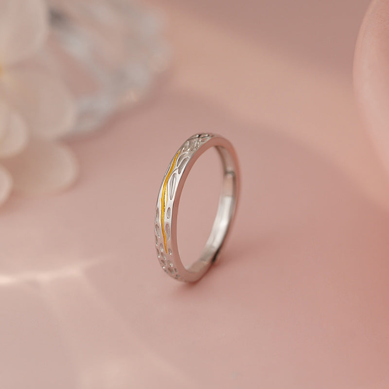 D廠-S999足銀肌理感情侶對戒小眾簡約質感幾何輕奢手飾「YC4842R_1」25.05-1