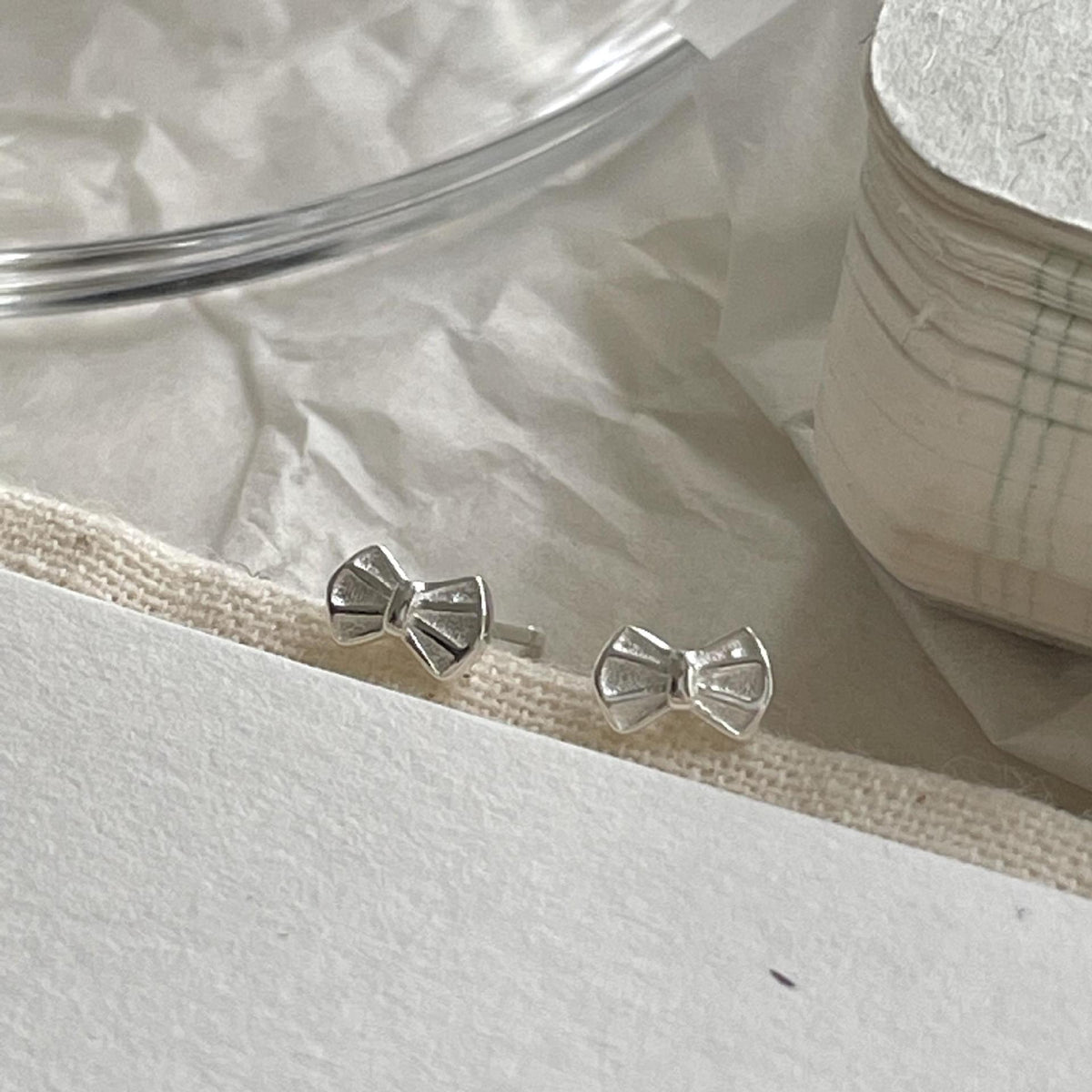 F廠-韓國韓版925純銀蝴蝶結耳釘耳環簡約氣質百搭ins風耳飾「C1395」25.06-2