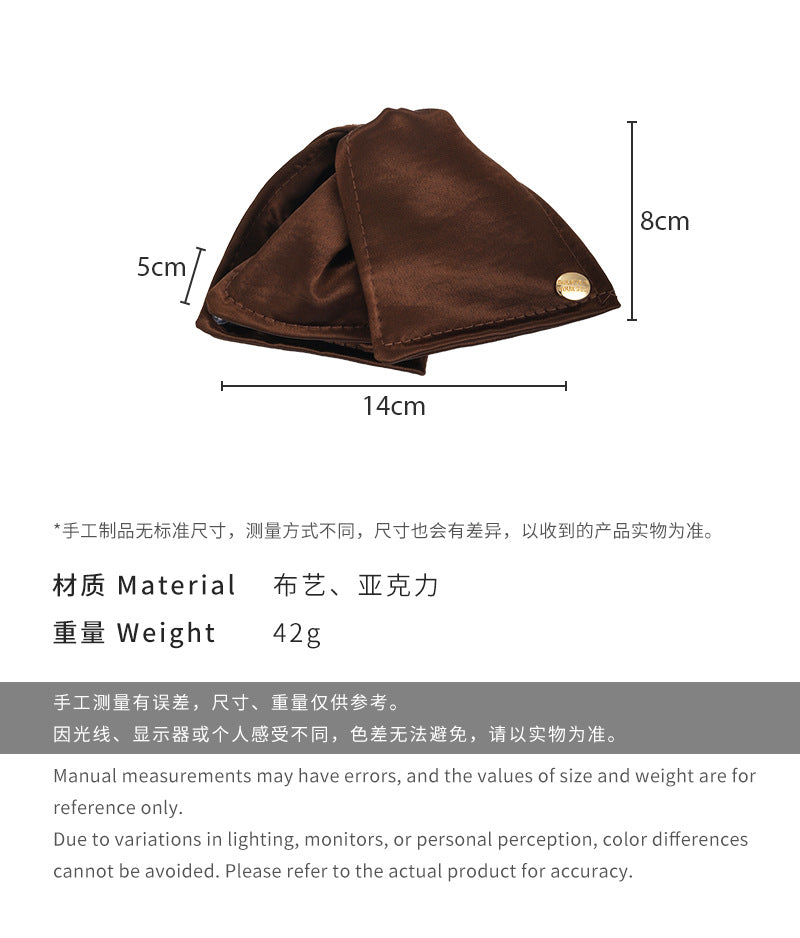 E廠-緞面貝殼三角抓夾純色布藝鯊魚夾高級感通勤盤髮夾子氣質髮飾髮抓「27064」25.06-2