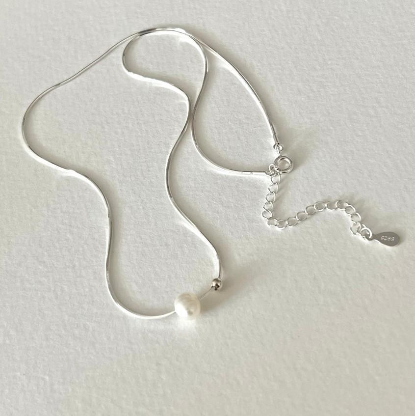 F廠-韓國韓版925純銀圓珠子項鍊珍珠銀飾品簡約圓形個性項鍊「B1075」24.10-3