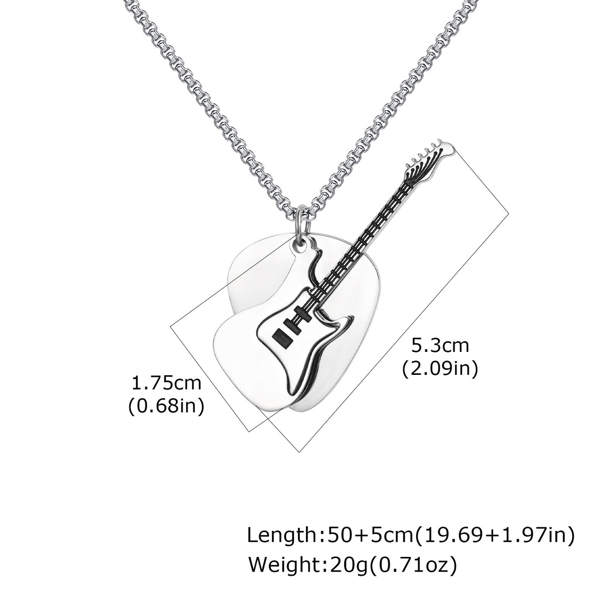 G廠-鈦鋼飾品 男士朋克搖滾不鏽鋼吉他撥片吉他吊墜項鍊潮配飾「NC-2320」25.08-1