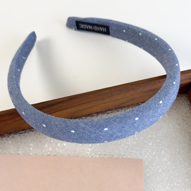 E廠-滿鑽牛仔布藝高顱頂髮箍女2025新款寬邊夏日頭箍髮卡外出百搭頭飾「26880」25.05-1