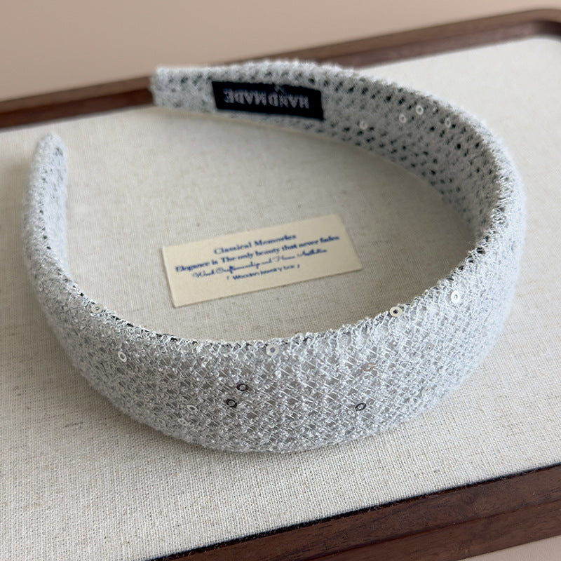 E廠-亮片編織網格髮箍高顱頂百搭頭箍高級感小香風頭箍髮飾新款女「27131」25.06-4