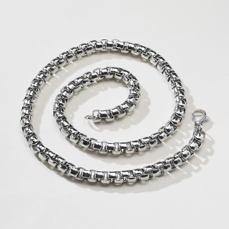 G廠-鈦鋼珍珠鏈配鏈面寬2MM/3MM/4MM/5MM/6MM/7MM吊墜鋼色項鍊「NC-100」25.08-3