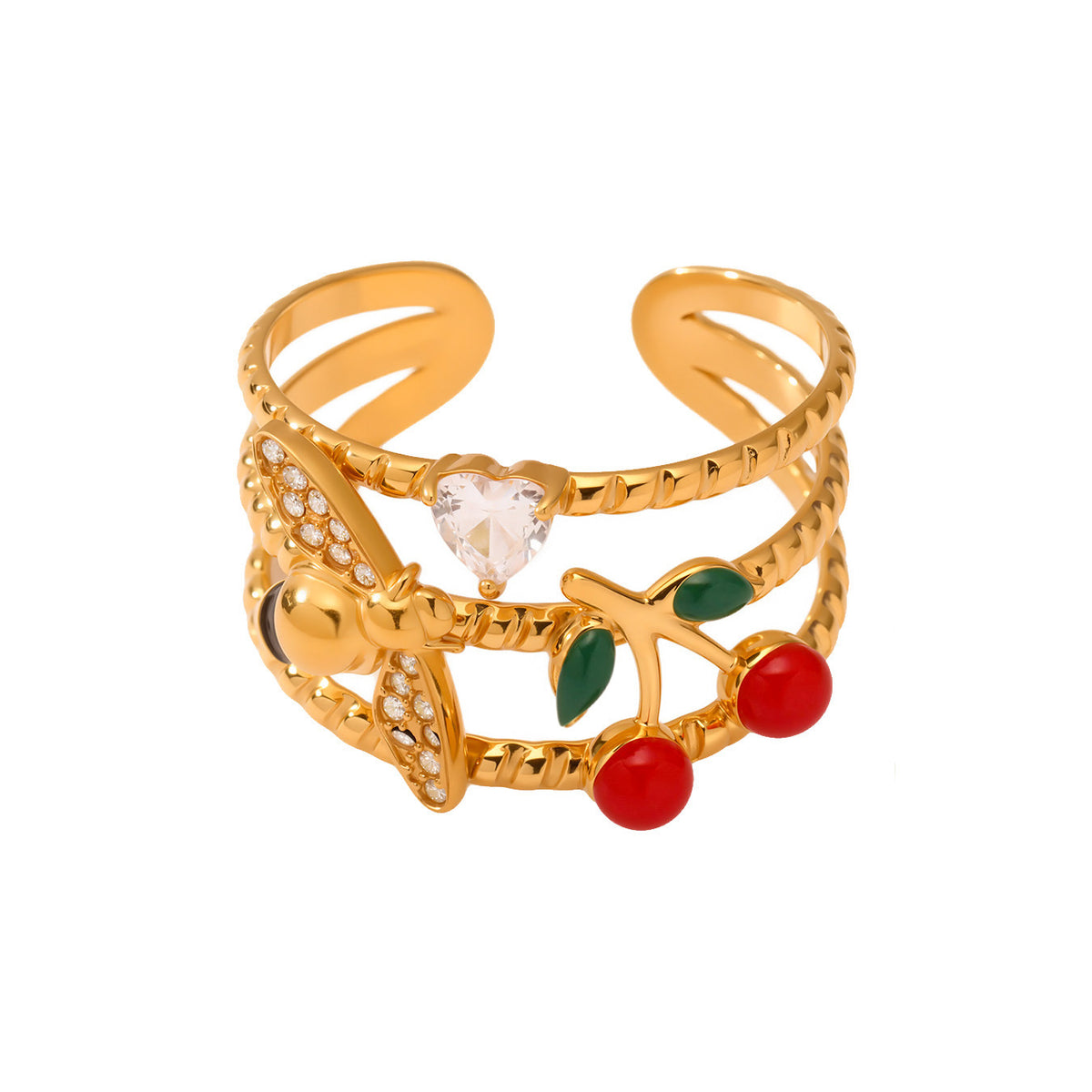 B廠-5A鋯石手工滴油指環百搭高級感手飾鈦鋼開口戒指ins不掉色「A756-A757」25.06-4