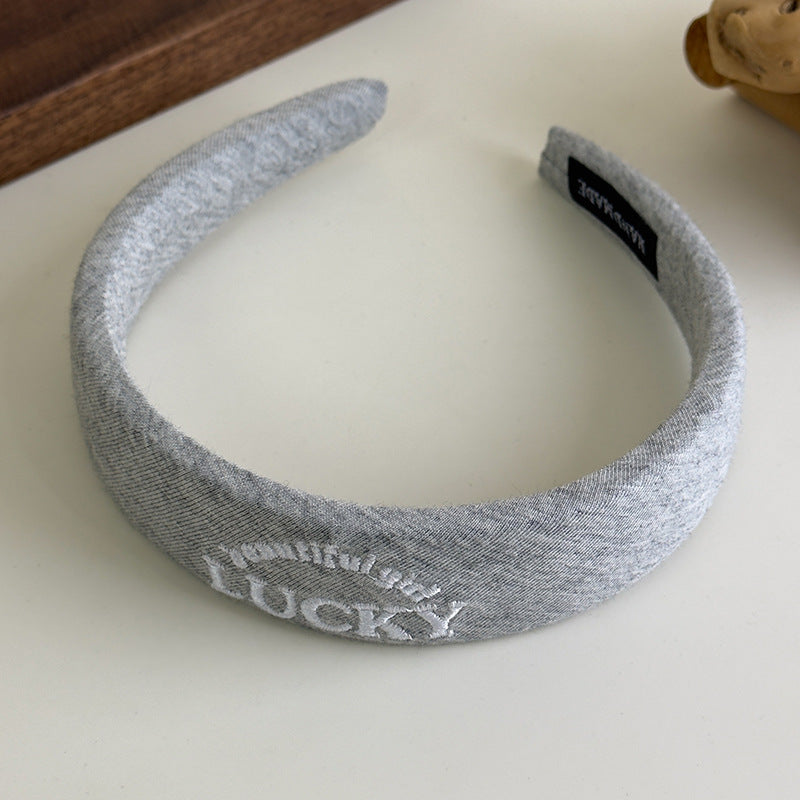 E廠-韓國網紅同款髮箍女布藝高顱頂刺繡字母髮箍髮卡百搭簡約頭箍髮飾「27082」25.06-3