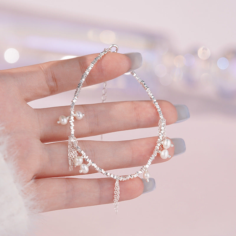 D廠-S925純銀珍珠碎銀子流蘇手鍊精緻復古個性時尚溫柔手飾「YC4020SL_1」25.08-4