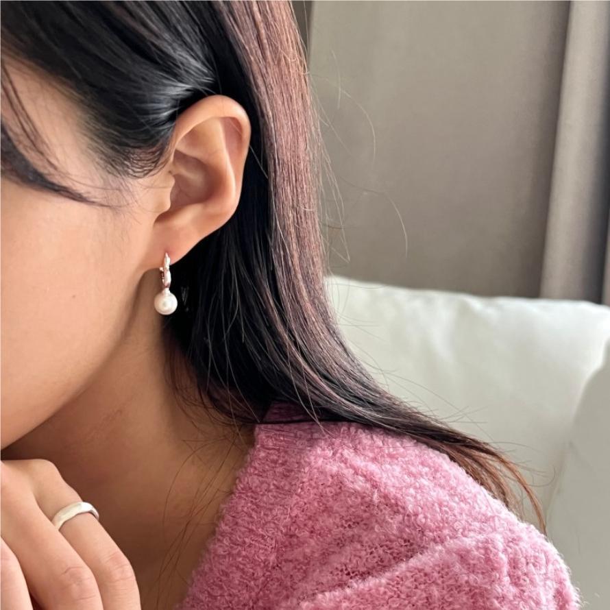 F廠-韓國韓版925純銀耳釘女珍珠愛心簡約時尚ins風耳釘耳環「C1122」25.07-4