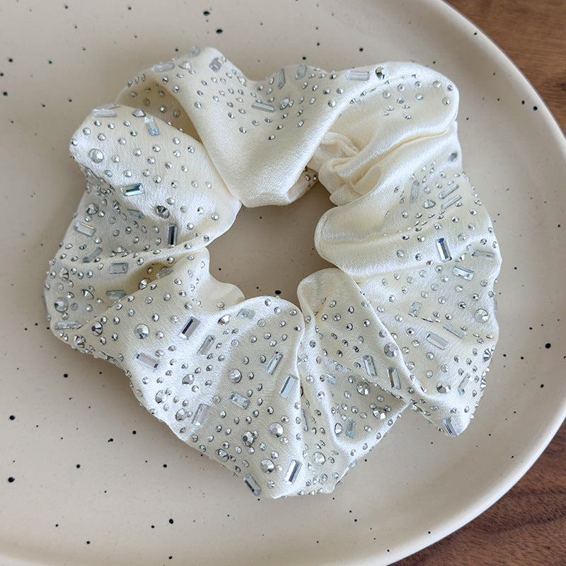 E廠-高級感水鑽大腸圈髮圈扎頭髮馬尾頭繩丸子頭皮筋寬邊水鑽髮箍髮飾「27061」25.06-2