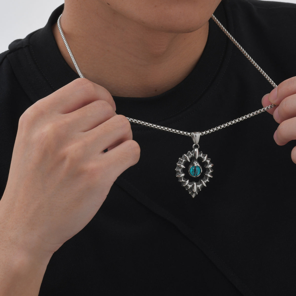 G廠-跨境批發男士潮流配飾 不鏽鋼惡魔之眼吊墜項鍊 鈦鋼飾品「PN-2151」25.05-2