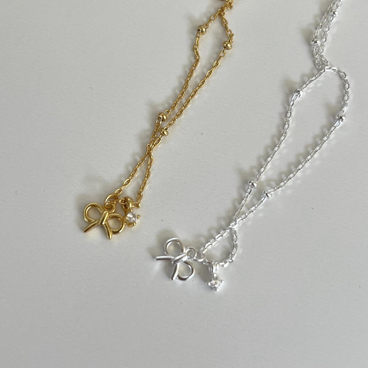 F廠-韓國韓版925純銀蝴蝶結鋯石項鍊簡約網紅小紅書ins小鑽項「B1140」25.05-4