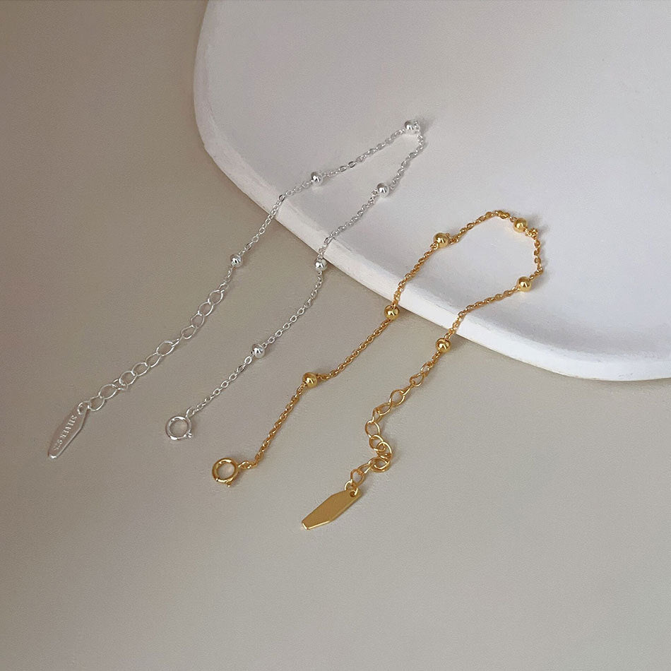 F廠-韓國韓版 明星同款百搭S925純銀十字間珠圓珠手鍊手飾「A170-171」25.05-1