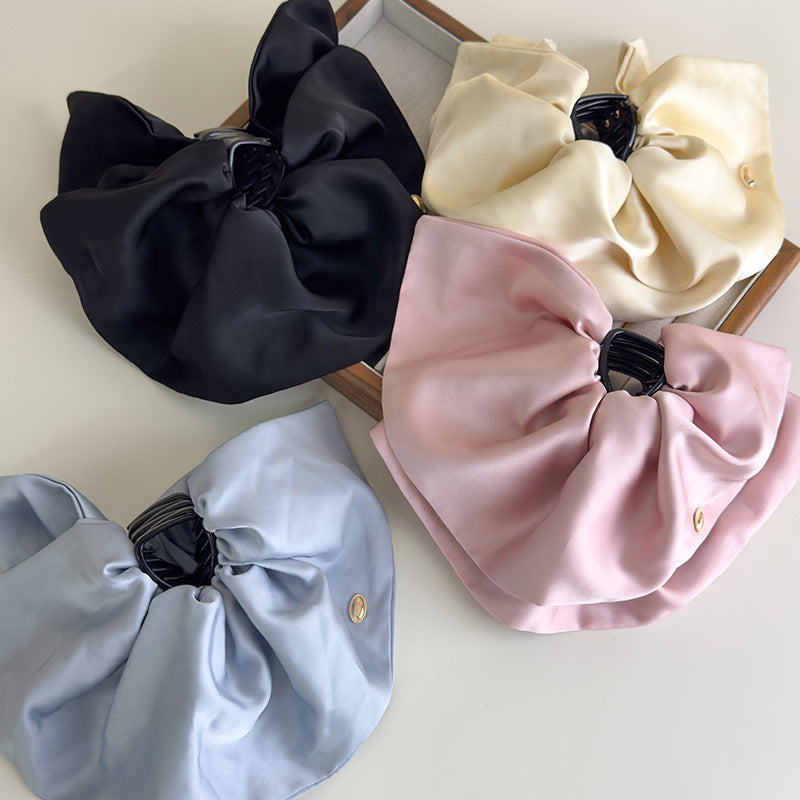 E廠-韓版重工裙擺抓夾後腦勺半扎髮鯊魚夾高級氣質顯髮量緞面髮夾髮卡「27069」25.06-2