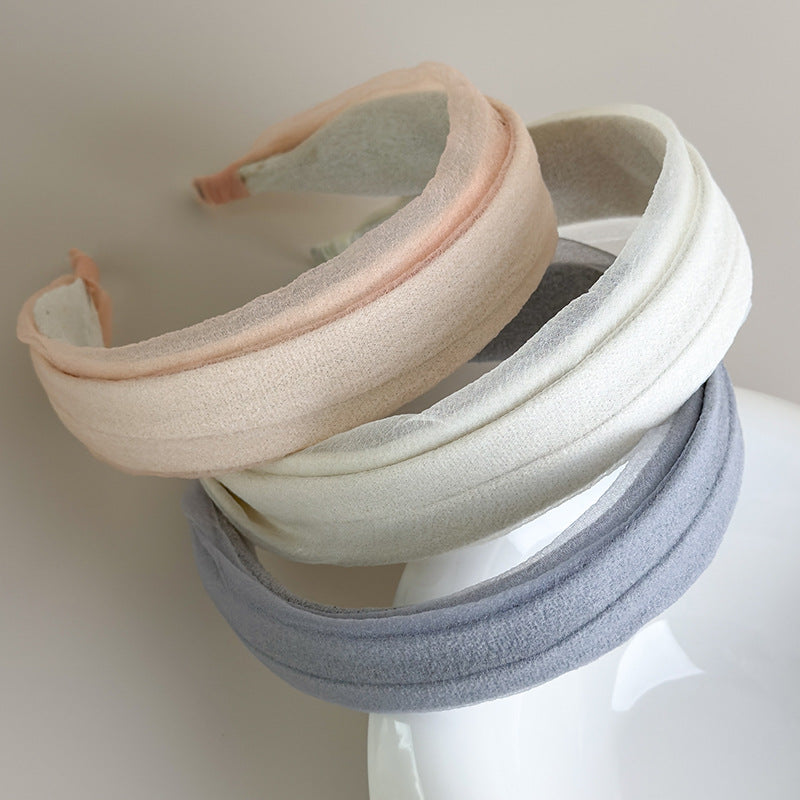 E廠-春夏氛圍感娟紗寬邊髮箍女日常外戴高顱頂洗臉頭箍布藝壓髮卡頭飾「27047」25.06-2