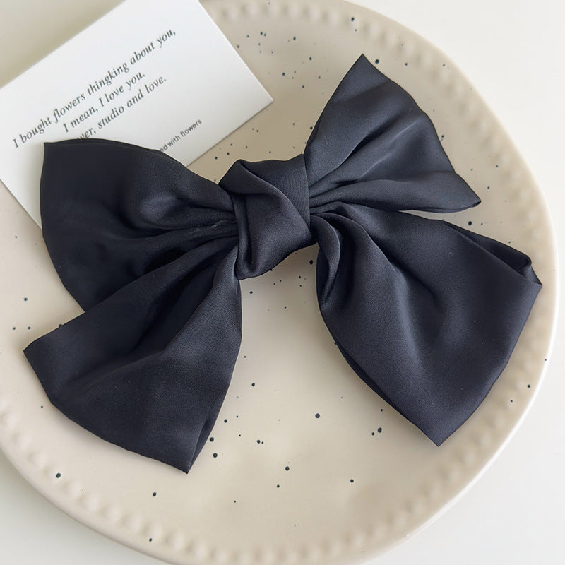 E廠-米白色優雅蝴蝶結髮飾在逃公主高級感髮夾緞面氣質彈簧夾頭飾頂夾「27080」25.06-3