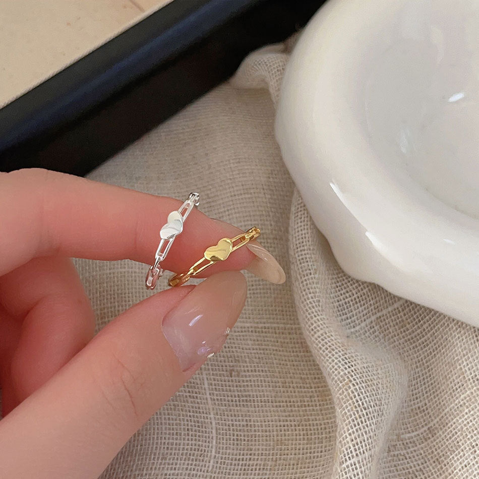 F廠-韓版飾品925純銀愛心戒指個性小紅書INS簡約戒指指環首飾「J1939」25.05-5