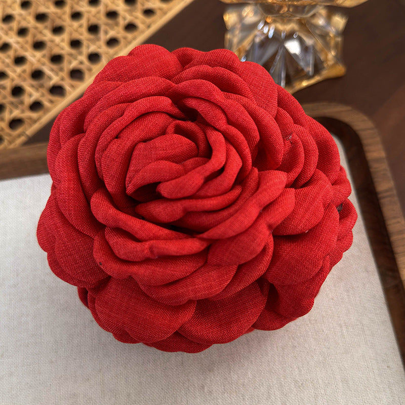 E廠-2025年新款紅色花朵抓夾頭飾乾枯玫瑰花髮夾頭花髮飾大號紅花女「24871」25.06-3