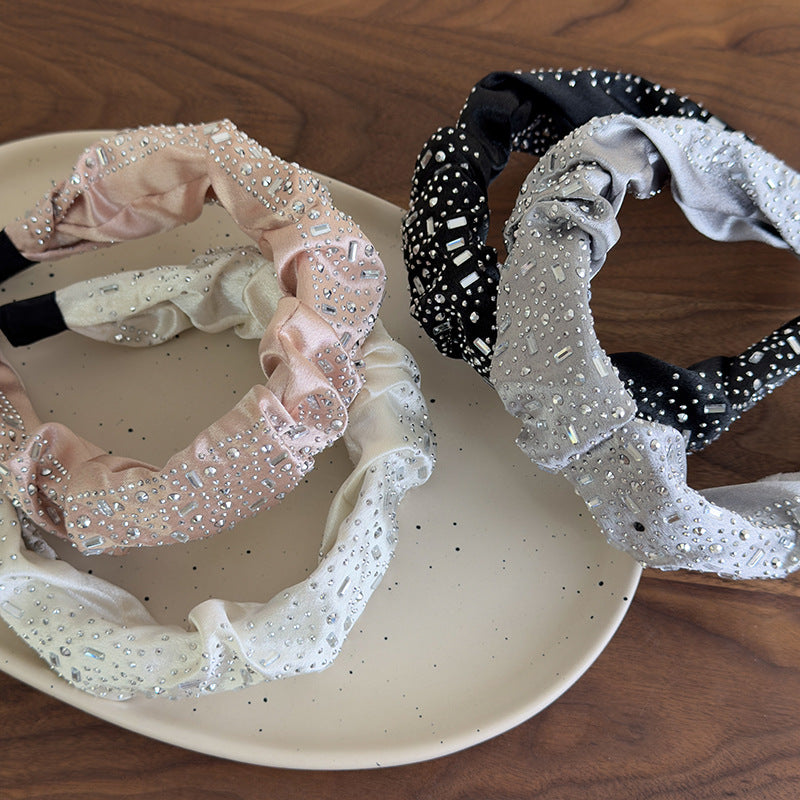 E廠-高級感水鑽大腸圈髮圈扎頭髮馬尾頭繩丸子頭皮筋寬邊水鑽髮箍髮飾「27061」25.06-2