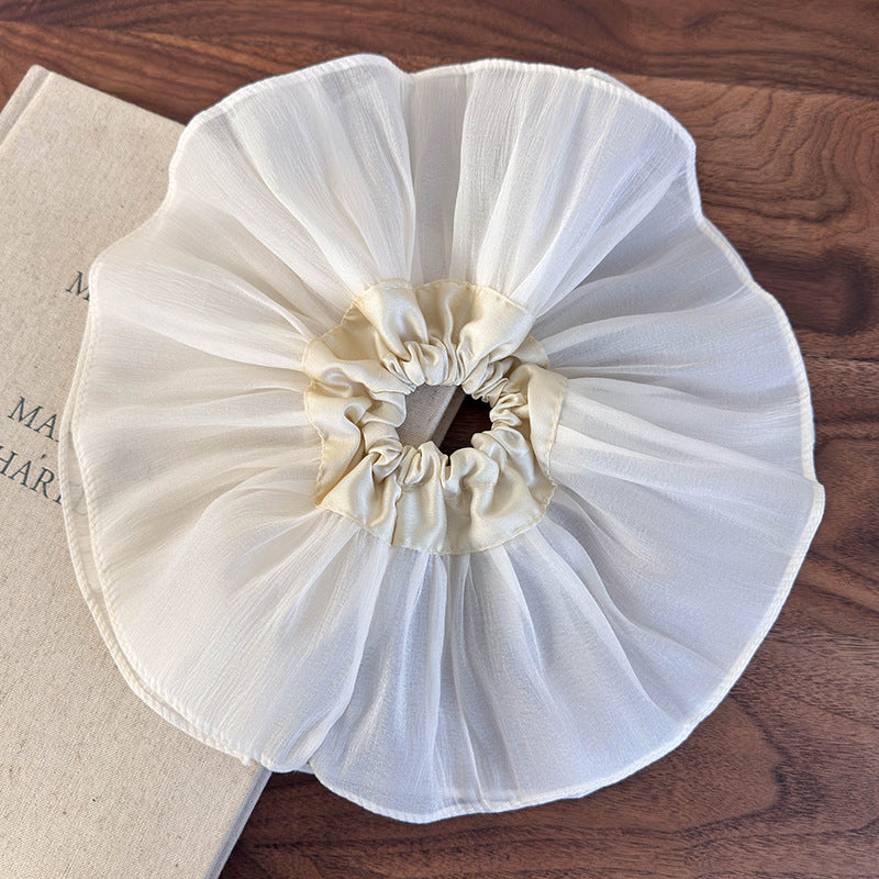 E廠-韓版超大褶皺雙層髮圈大腸圈高級感黑白頭繩頭花百搭髮飾簡約髮圈「26188」25.06-3