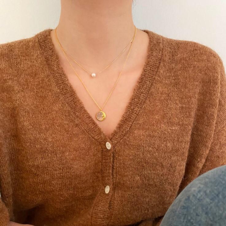 F廠-韓國韓版925純銀INS 小紅書珍珠米珠項鍊銀飾品簡約項鍊「B1080」25.04-4