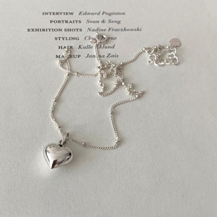 F廠-韓國韓版925純銀愛心珠珠項鍊簡約冷淡風INS小紅書項鍊「B1191」25.09-3