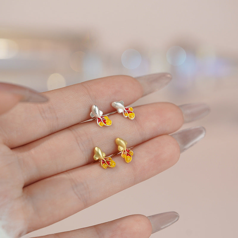 D廠-S999足銀雙錦鯉耳環好運上岸新中式吉祥個性小眾耳飾批發 「YC10072E」25.05-2