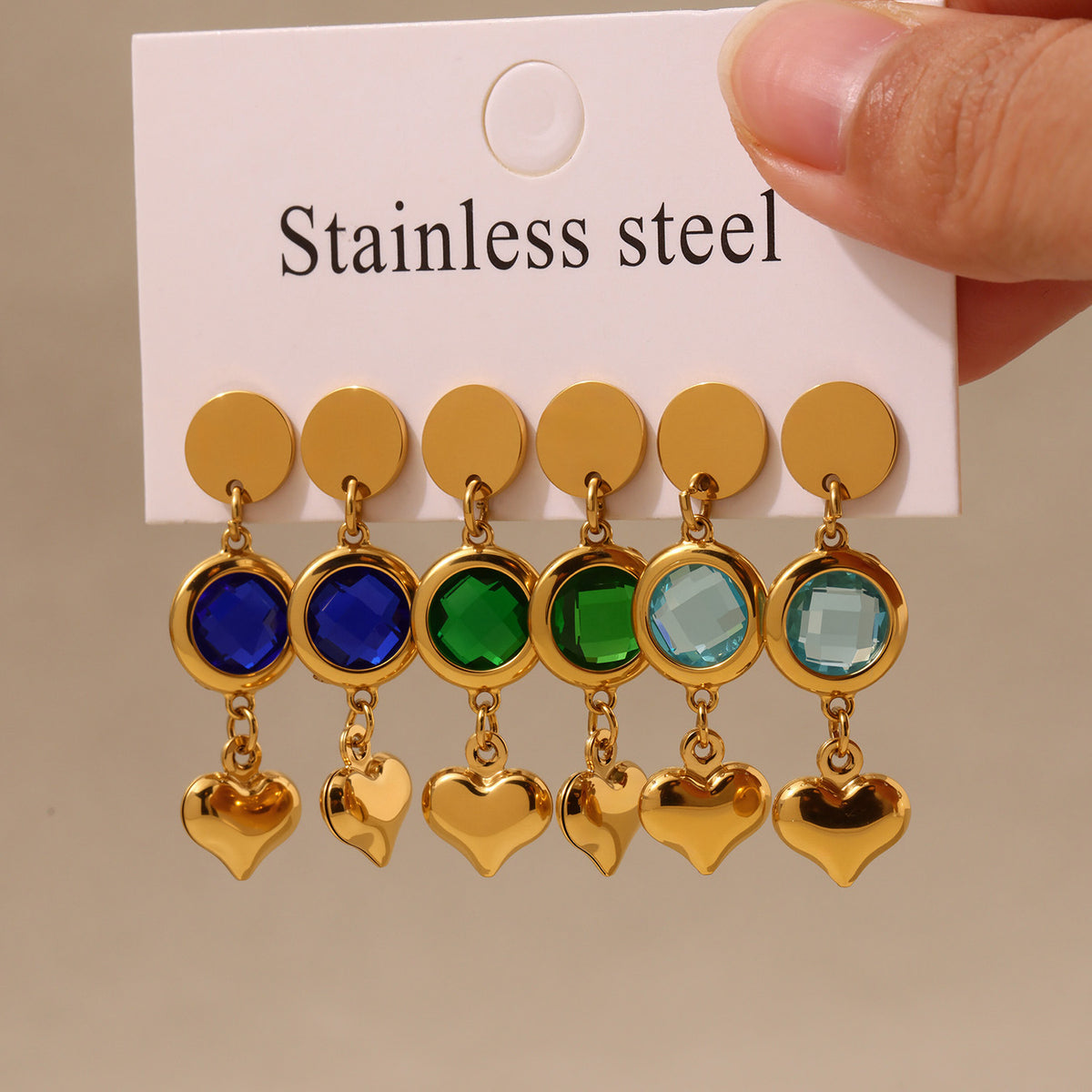 B廠-歐美新款捷克玻璃愛心流蘇耳環時尚氣質不鏽鋼18K真金耳飾「TXF284」25.06-3