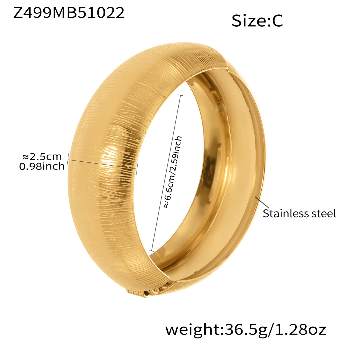 B廠-ins輕奢時尚百搭紋理側開口手鐲不鏽鋼材質鍍18k真金不掉色「Z499」25.10-5