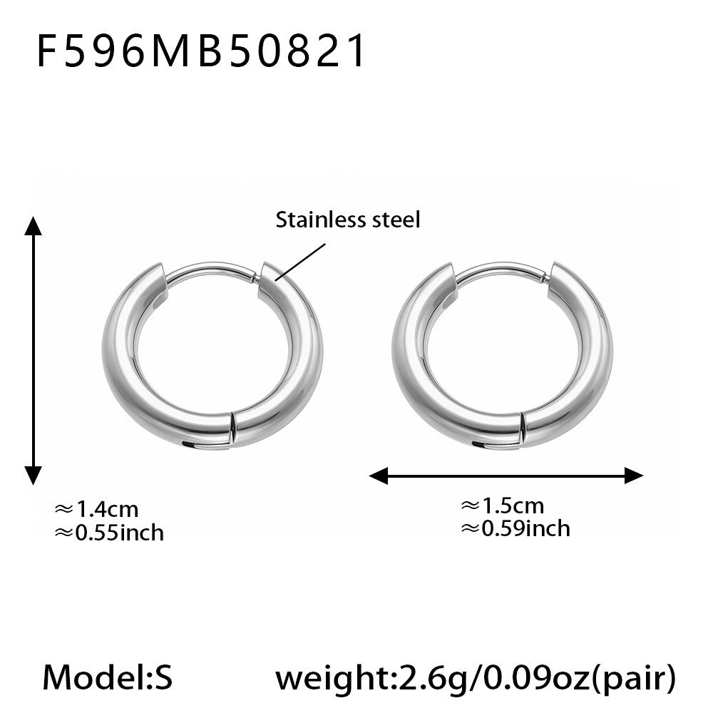 B廠-ins小眾設計感不鏽鋼幾何素圈耳環百搭時尚耳飾鍍18k金批發「F596」25.08-5