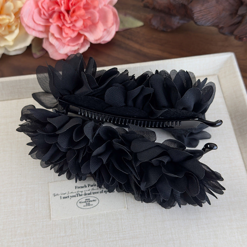 E廠-易夢玲同款花朵香蕉夾高級感氣質女盤髮馬尾抓夾一字夾扭扭夾髮夾「26965」25.05-4