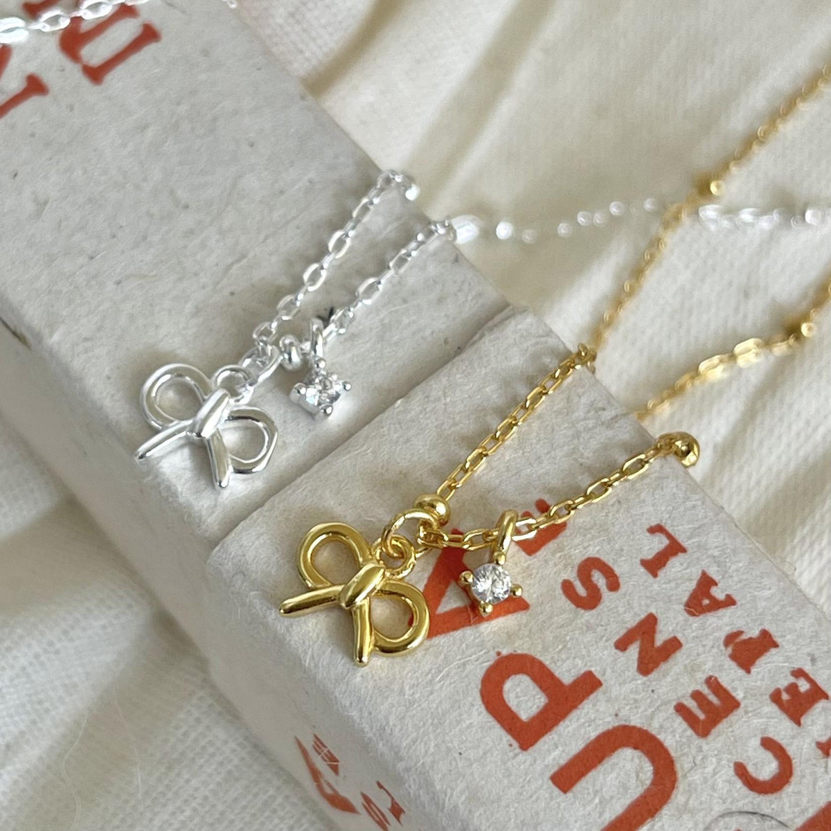 F廠-韓國韓版925純銀蝴蝶結鋯石項鍊簡約網紅小紅書ins小鑽項「B1140」25.05-4