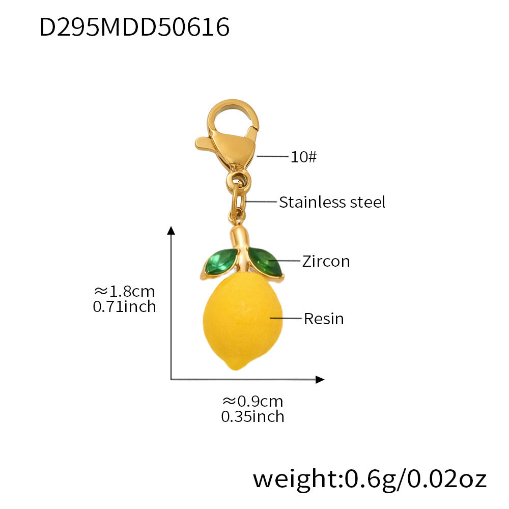 B廠-夏日小清新樹脂檸檬雛菊項鍊手工串珠高光貝珠水果掛墜頸鏈「TXP288」25.06-3
