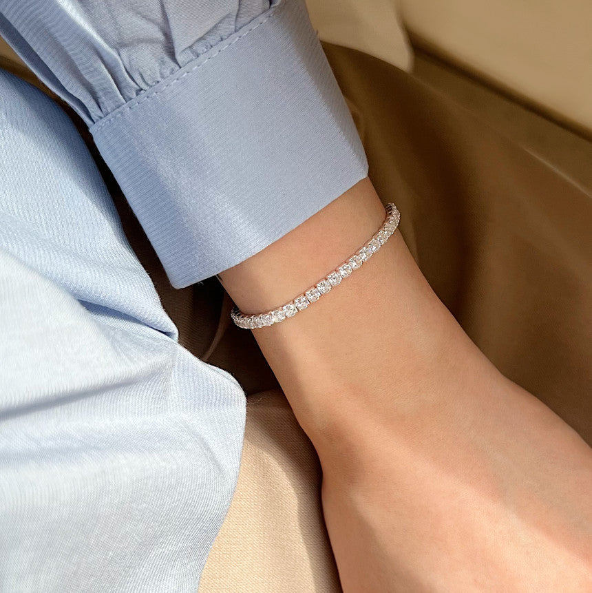 F廠-韓國韓國925純銀滿鑽鋯石手鍊簡約INS小紅書幾何手鍊「A356」25.08-2