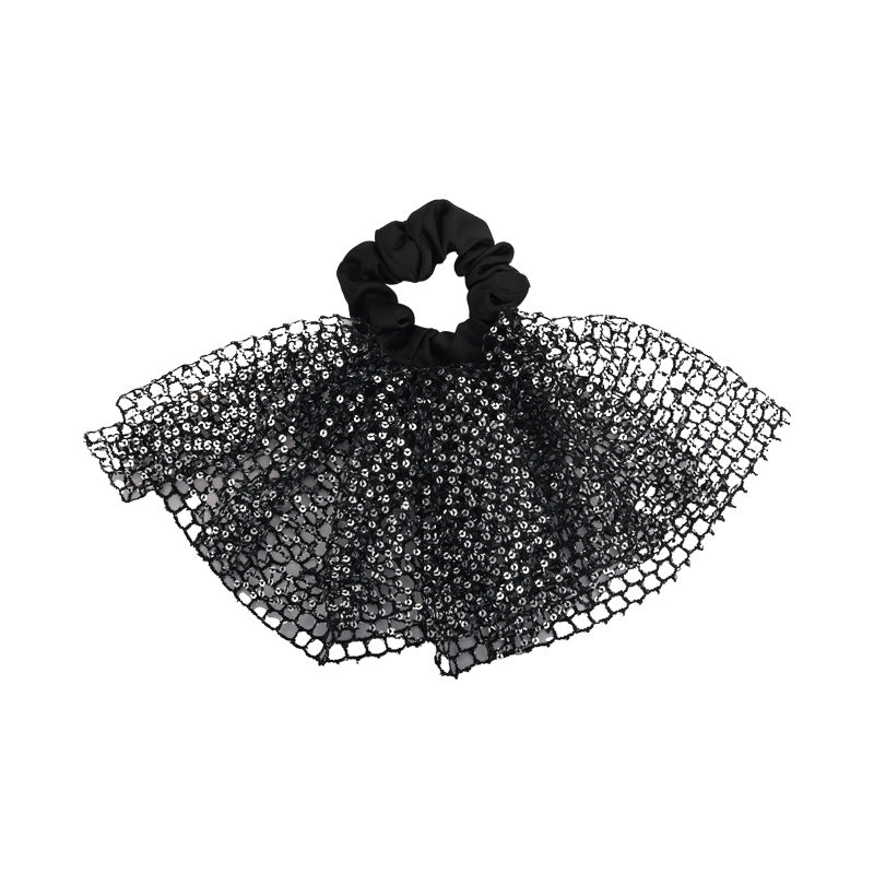 E廠-韓版森系亮片超仙大腸髮圈2025新款法式鏤空裙擺芭蕾風甜美髮飾女「27056」25.06-2