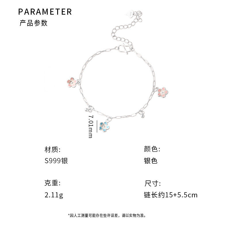 D廠-S999足銀新中式花朵手鍊女文藝氣質小眾日常通勤手飾批發「YC5012SL_2」25.08-5